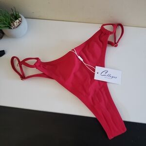 COLLOYES Swimwear BNWT HR Thong Bikini Bottom - Red M